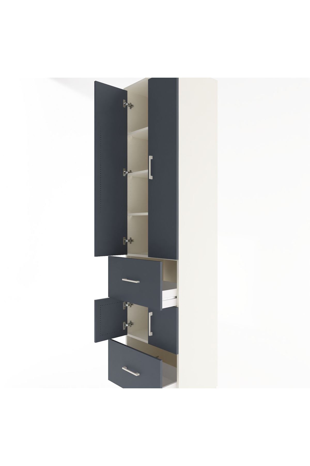 Hyperion Dolap 5 Raflı 2 Çekmeceli 4 Kapaklı 60x44x243 Aytaşı-Antrasit