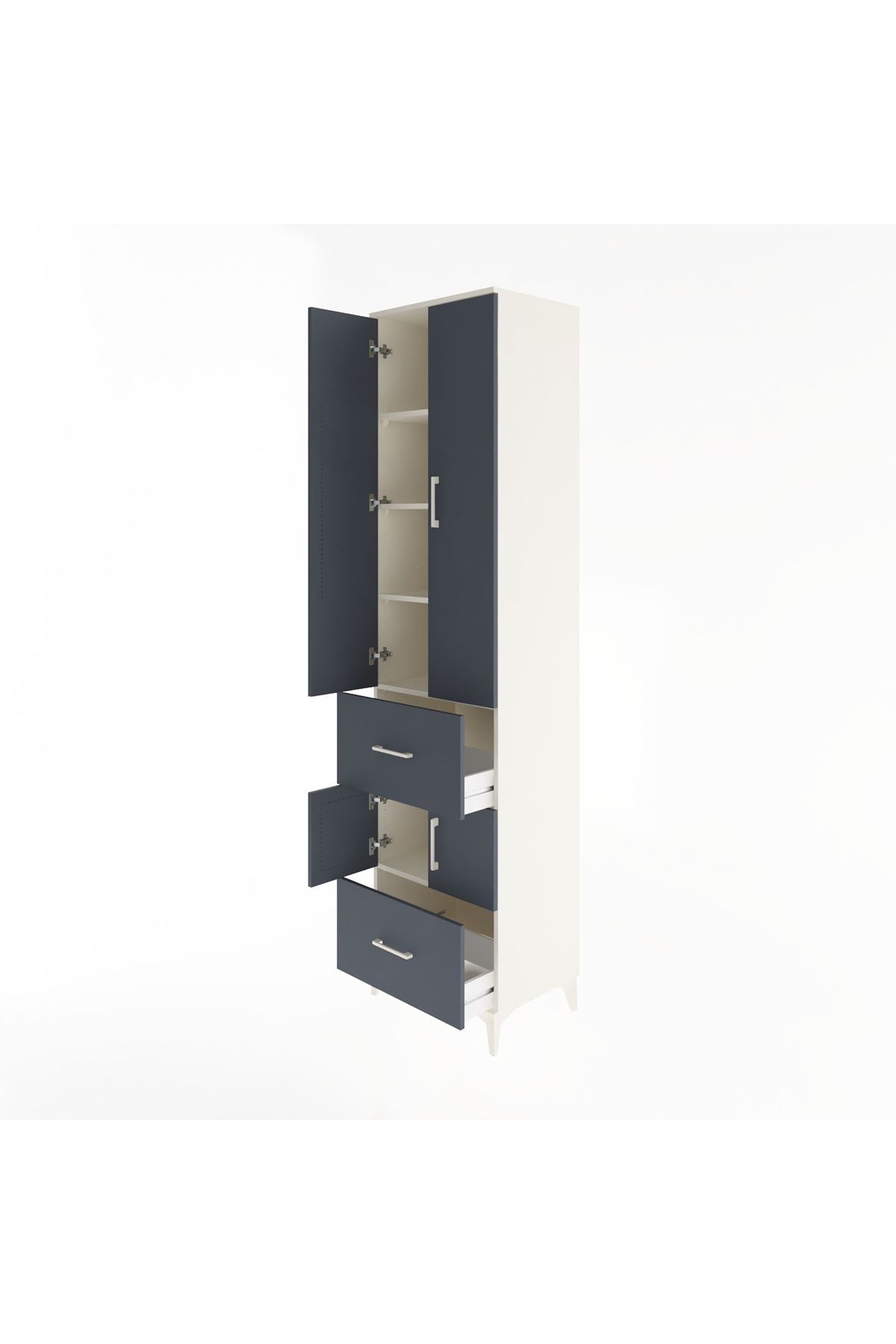 Hyperion Dolap 5 Raflı 2 Çekmeceli 4 Kapaklı 60x44x243 Aytaşı-Antrasit