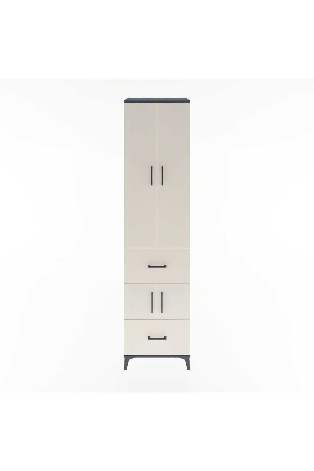 Hyperion Dolap 5 Raflı 2 Çekmeceli 4 Kapaklı 60x44x243 Antrasit-Aytaşı