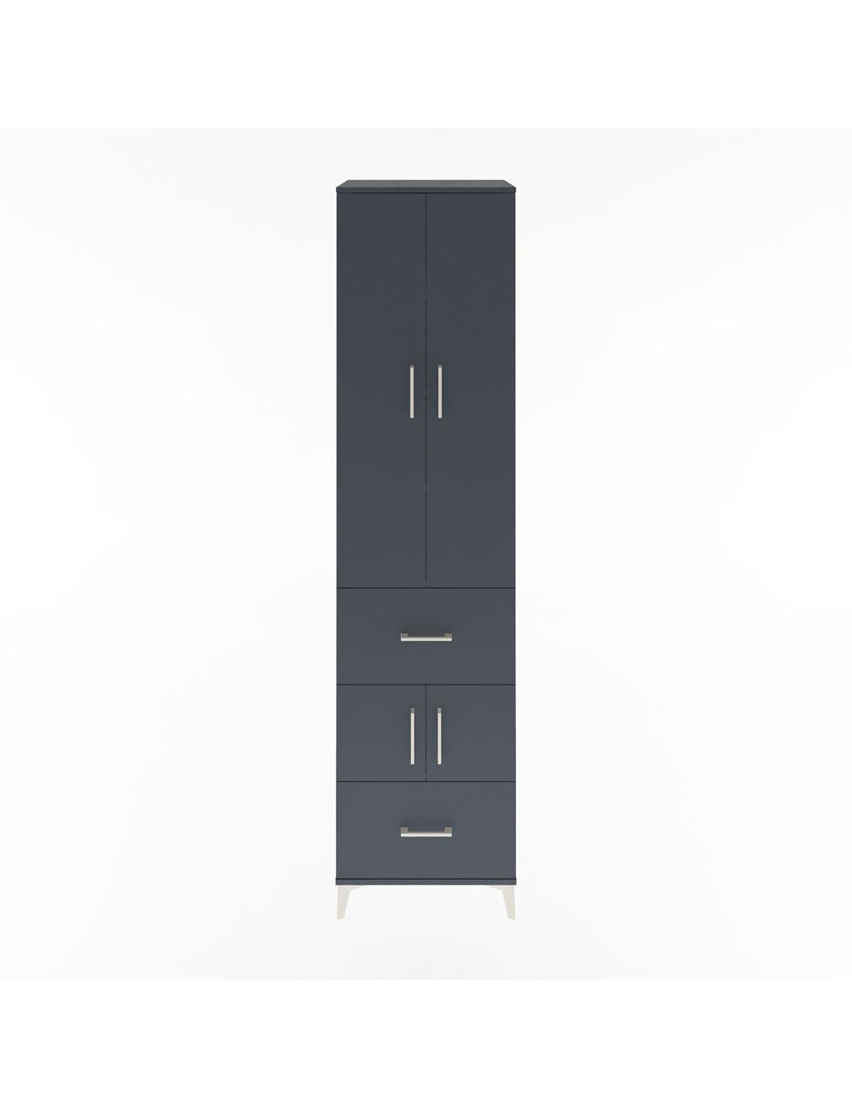 Hyperion Dolap 5 Raflı 2 Çekmeceli 4 Kapaklı 60x44x243 Antrasit-Antrasit