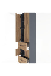 Hyperion Dolap 5 Raflı 2 Çekmeceli 4 Kapaklı 60x44x243 Antrasit-Çam