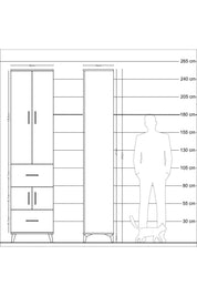 Hyperion Dolap 5 Raflı 2 Çekmeceli 4 Kapaklı 60x44x243 Çam-Aytaşı