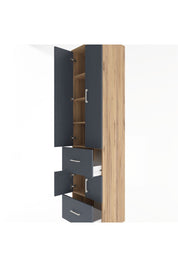 Hyperion Dolap 5 Raflı 2 Çekmeceli 4 Kapaklı 60x44x243 Çam-Antrasit