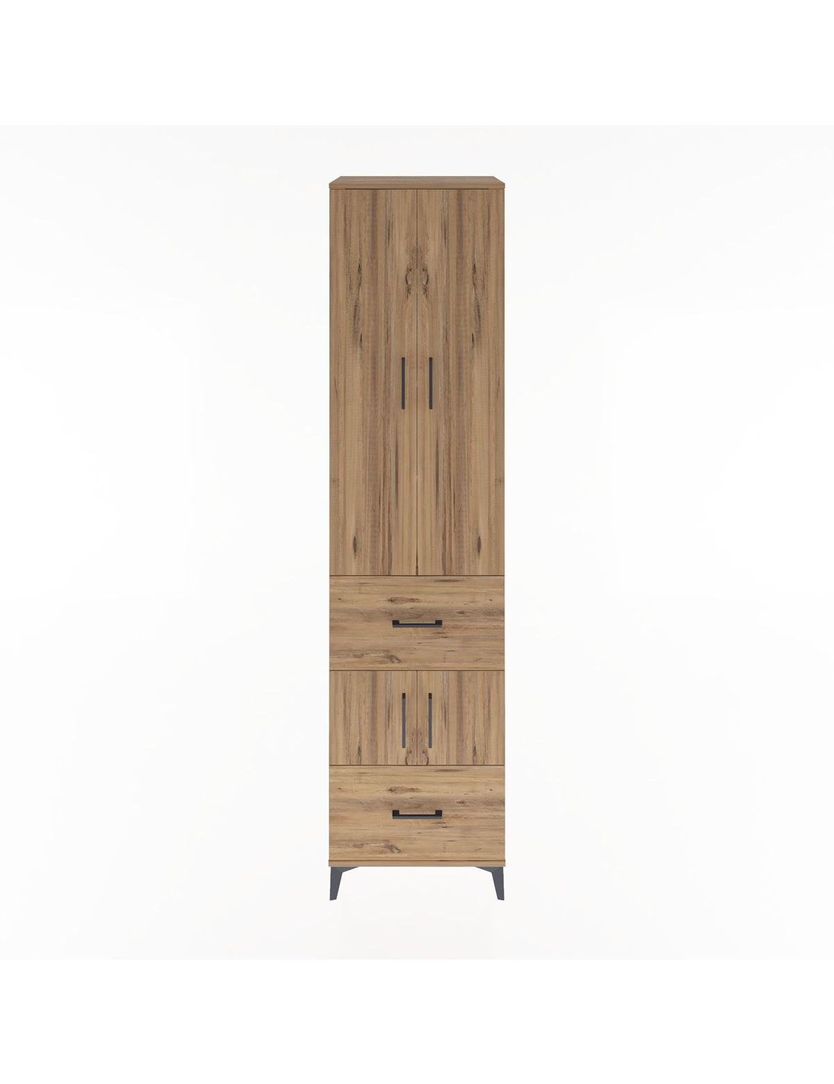 Hyperion Dolap 5 Raflı 2 Çekmeceli 4 Kapaklı 60x44x243 Çam-Çam