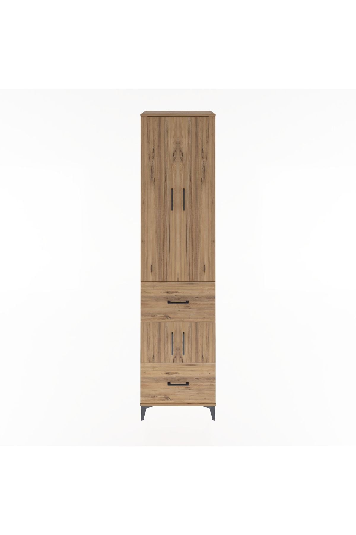 Hyperion Dolap 5 Raflı 2 Çekmeceli 4 Kapaklı 60x44x243 Çam-Çam