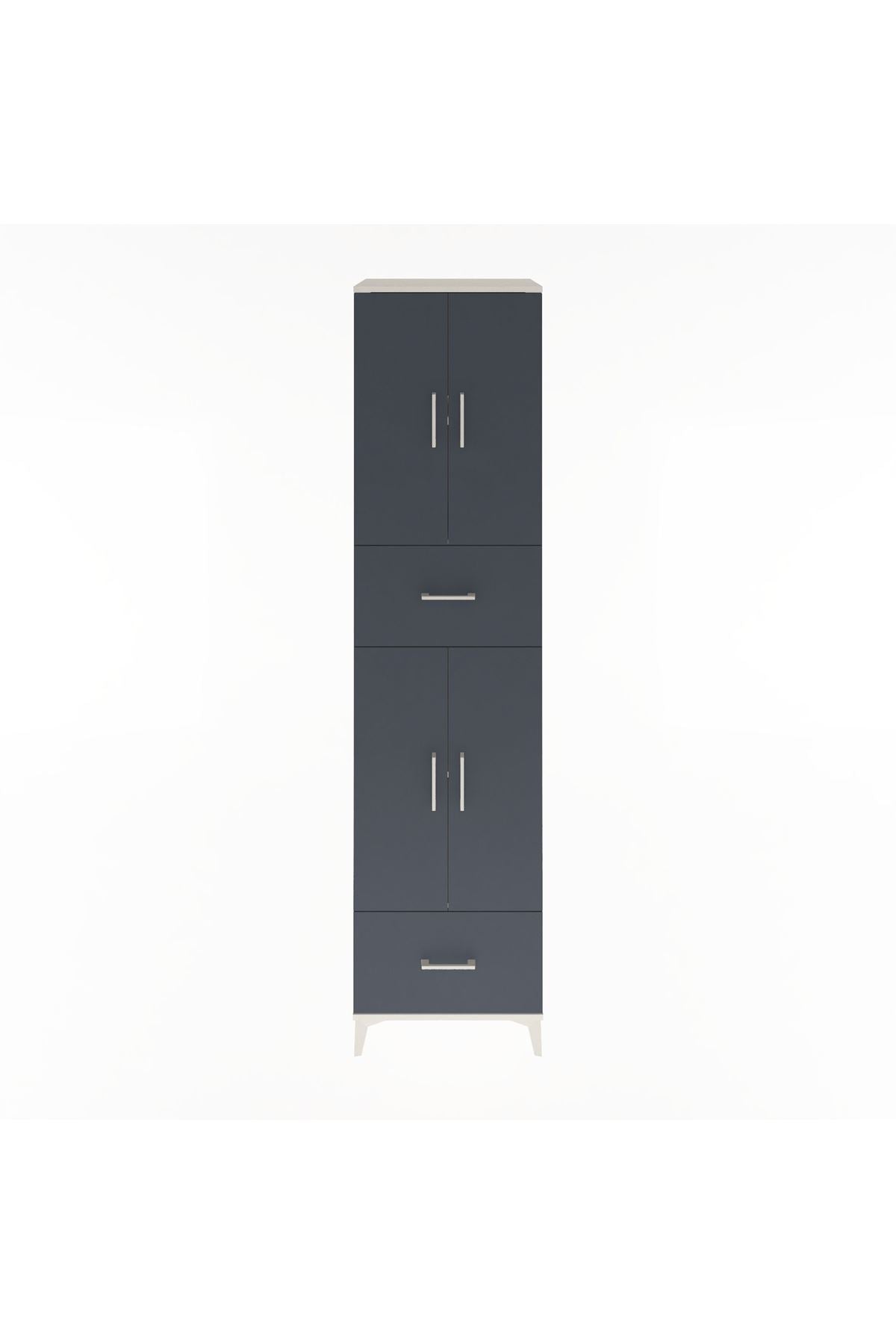Hyperion Dolap 4 Raflı 2 Çekmeceli 4 Kapaklı 60x44x243 Aytaşı-Antrasit
