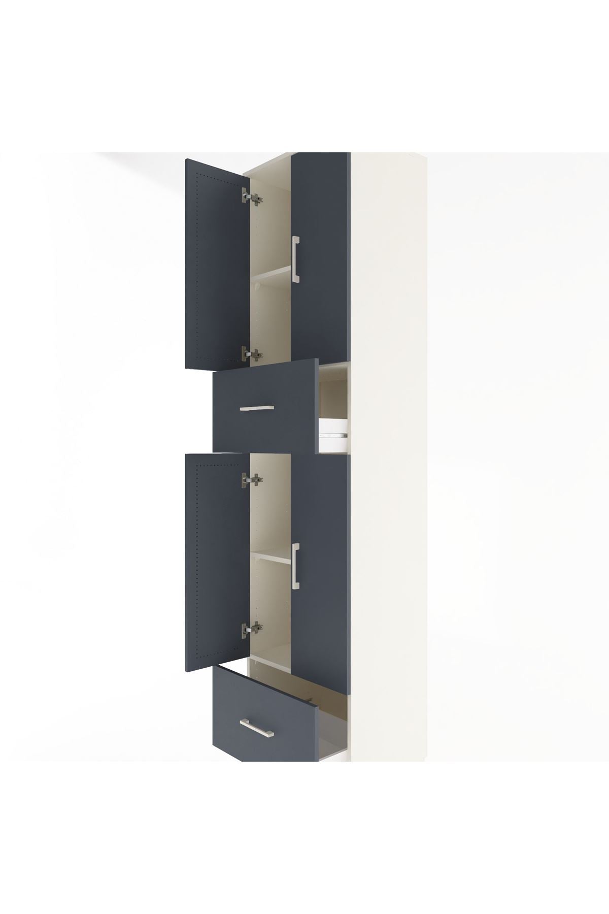 Hyperion Dolap 4 Raflı 2 Çekmeceli 4 Kapaklı 60x44x243 Aytaşı-Antrasit