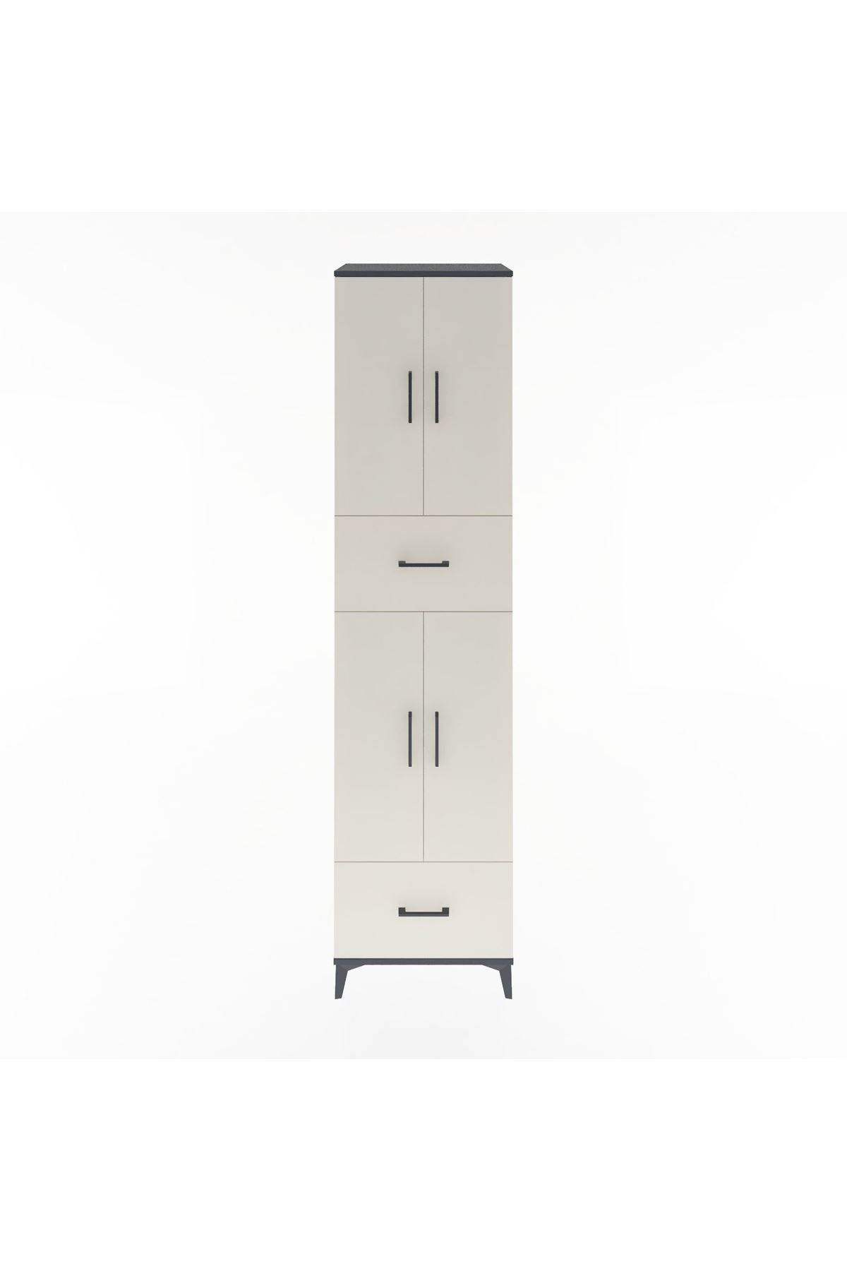 Hyperion Dolap 4 Raflı 2 Çekmeceli 4 Kapaklı 60x44x243 Antrasit-Aytaşı