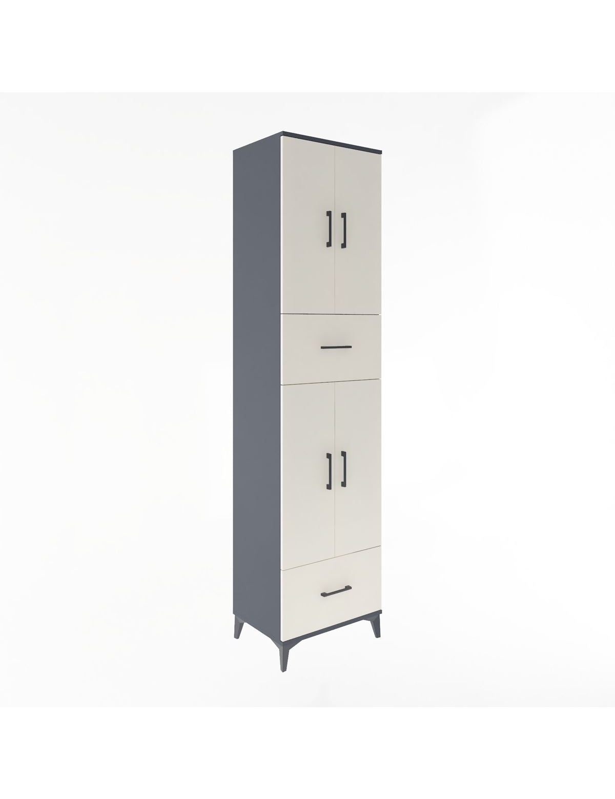 Hyperion Dolap 4 Raflı 2 Çekmeceli 4 Kapaklı 60x44x243 Antrasit-Aytaşı