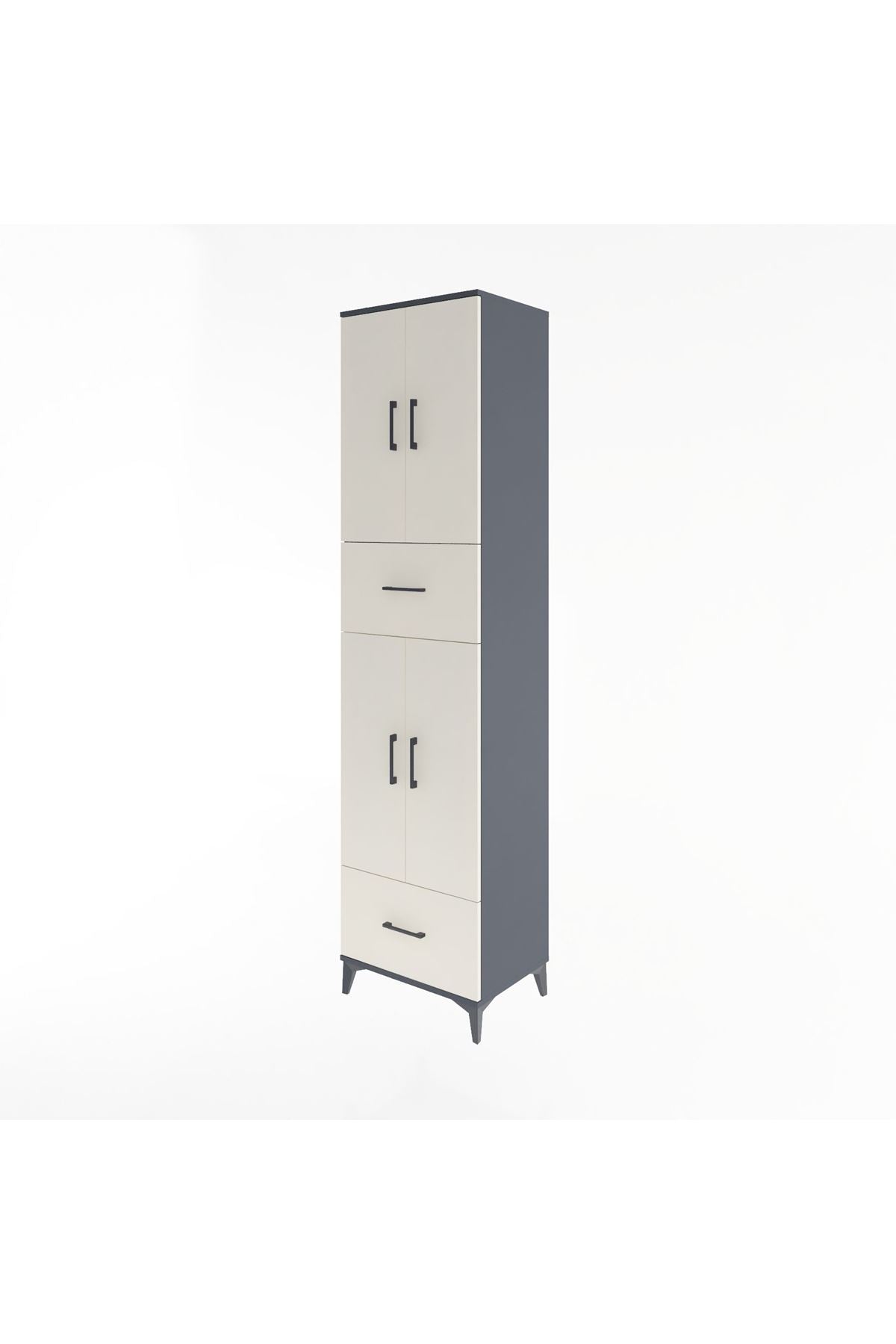 Hyperion Dolap 4 Raflı 2 Çekmeceli 4 Kapaklı 60x44x243 Antrasit-Aytaşı