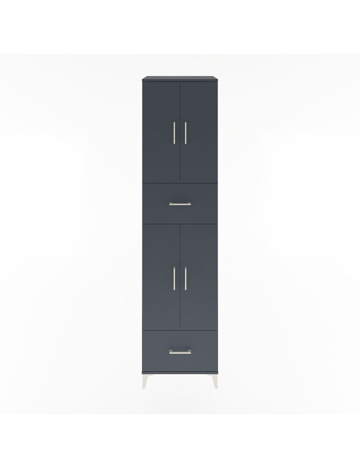 Hyperion Dolap 4 Raflı 2 Çekmeceli 4 Kapaklı 60x44x243 Antrasit-Antrasit