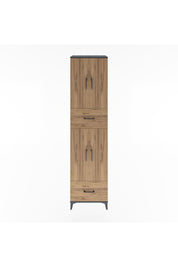 Hyperion Dolap 4 Raflı 2 Çekmeceli 4 Kapaklı 60x44x243 Antrasit-Çam