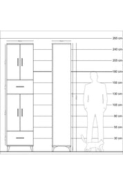 Hyperion Dolap 4 Raflı 2 Çekmeceli 4 Kapaklı 60x44x243 Antrasit-Çam