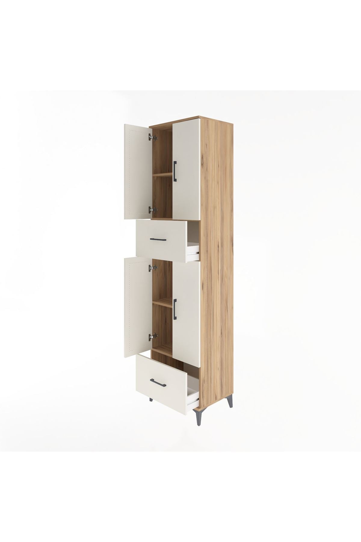 Hyperion Dolap 4 Raflı 2 Çekmeceli 4 Kapaklı 60x44x243 Çam-Aytaşı