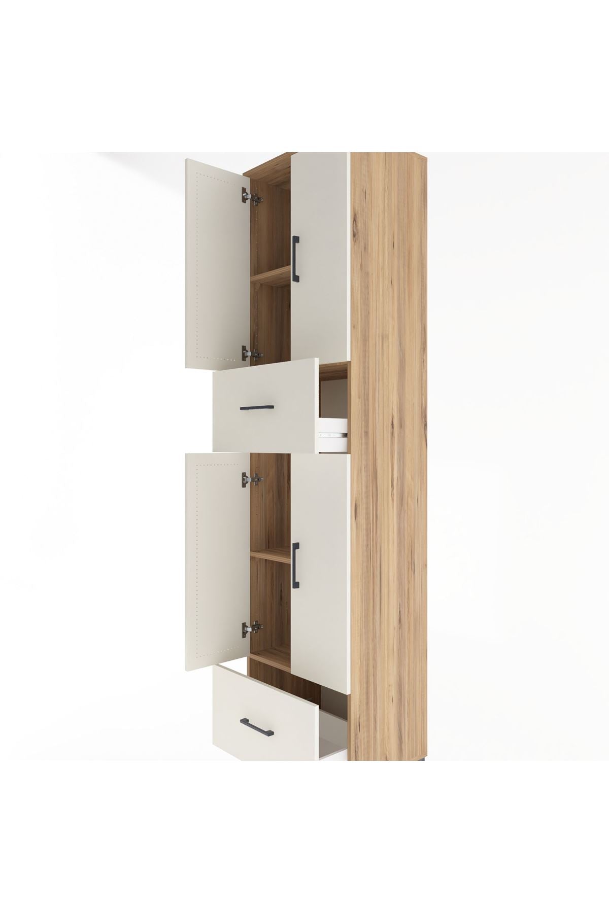 Hyperion Dolap 4 Raflı 2 Çekmeceli 4 Kapaklı 60x44x243 Çam-Aytaşı