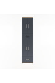 Hyperion Dolap 4 Raflı 2 Çekmeceli 4 Kapaklı 60x44x243 Çam-Antrasit