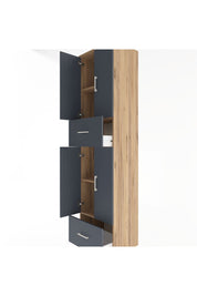 Hyperion Dolap 4 Raflı 2 Çekmeceli 4 Kapaklı 60x44x243 Çam-Antrasit