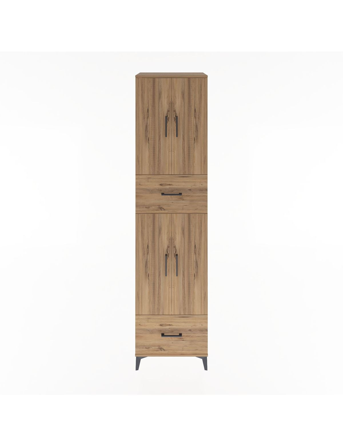 Hyperion Dolap 4 Raflı 2 Çekmeceli 4 Kapaklı 60x44x243 Çam-Çam