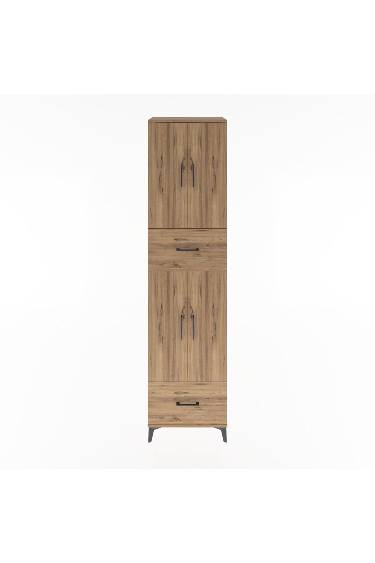 Hyperion Dolap 4 Raflı 2 Çekmeceli 4 Kapaklı 60x44x243 Çam-Çam