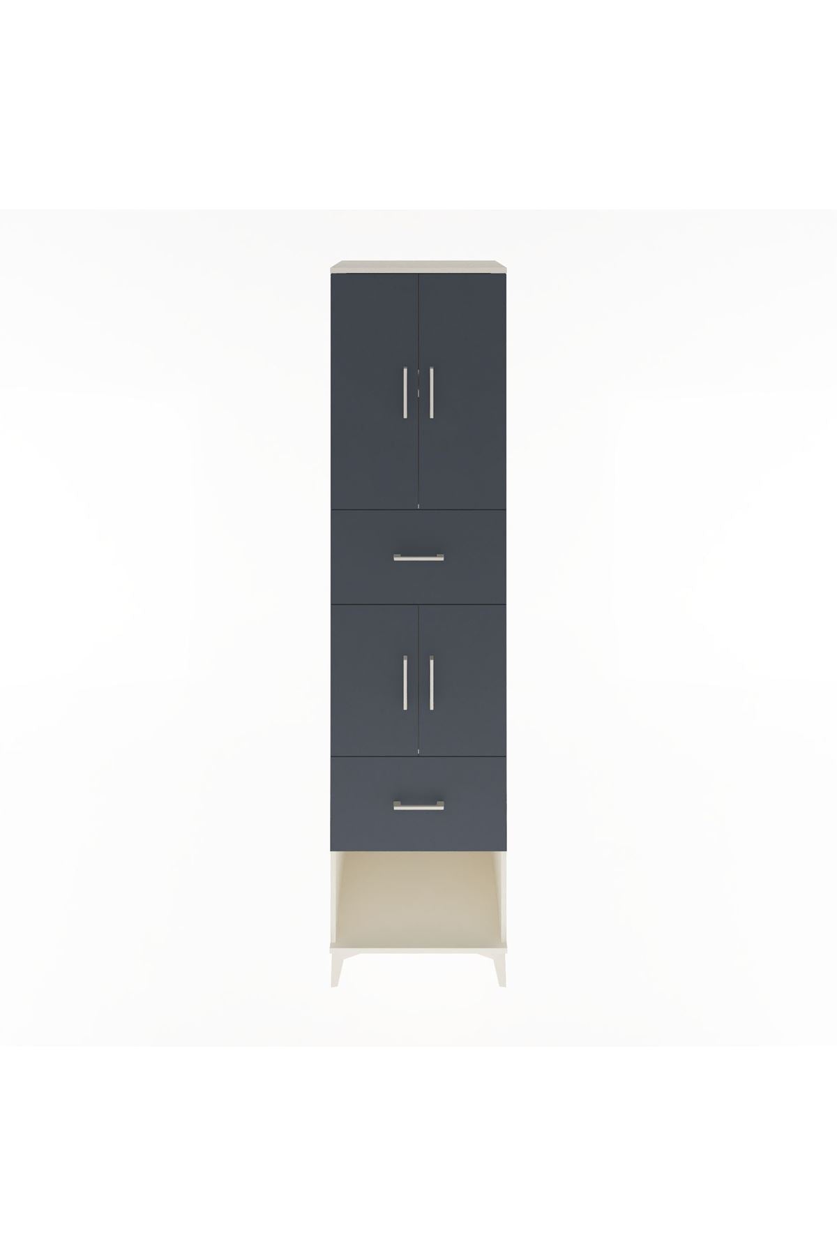 Hyperion Dolap 3 Raflı 2 Çekmeceli 4 Kapaklı 60x44x243 Aytaşı-Antrasit