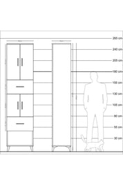 Hyperion Dolap 3 Raflı 2 Çekmeceli 4 Kapaklı 60x44x243 Aytaşı-Aytaşı