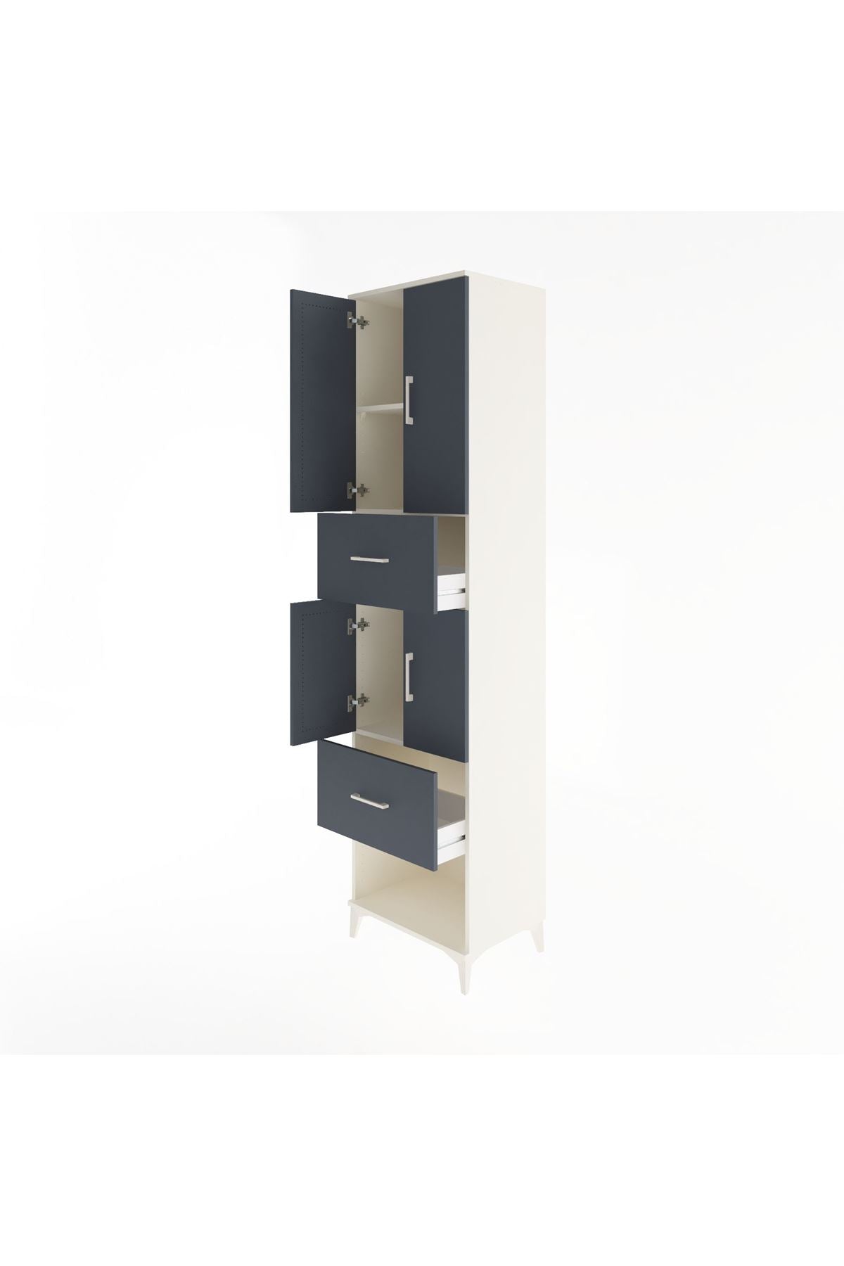 Hyperion Dolap 3 Raflı 2 Çekmeceli 4 Kapaklı 60x44x243 Aytaşı-Antrasit