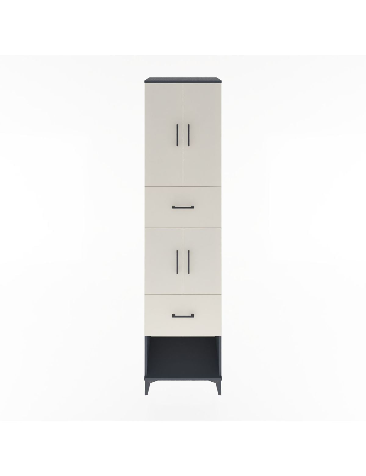 Hyperion Dolap 3 Raflı 2 Çekmeceli 4 Kapaklı 60x44x243 Antrasit-Aytaşı