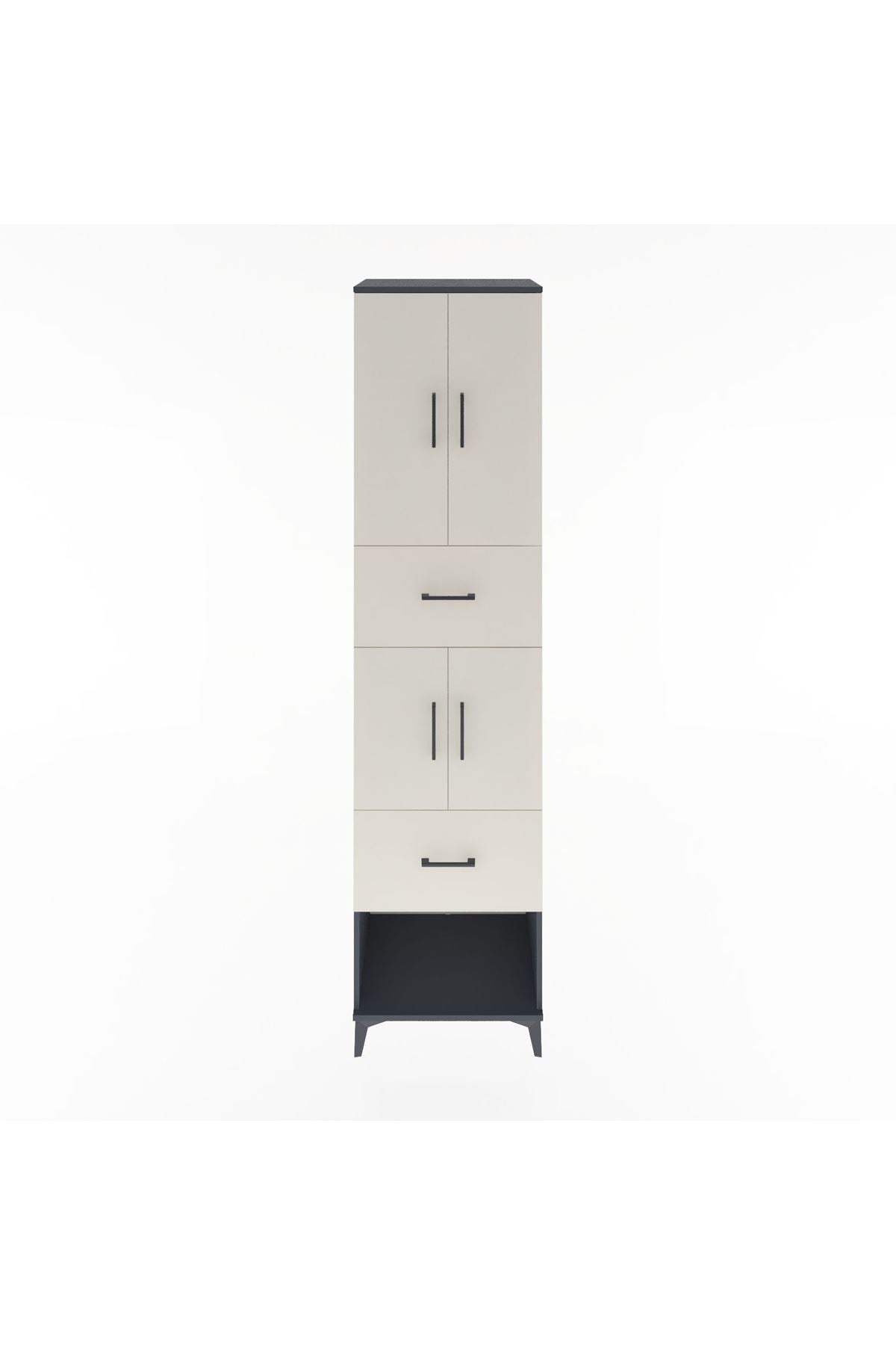 Hyperion Dolap 3 Raflı 2 Çekmeceli 4 Kapaklı 60x44x243 Antrasit-Aytaşı