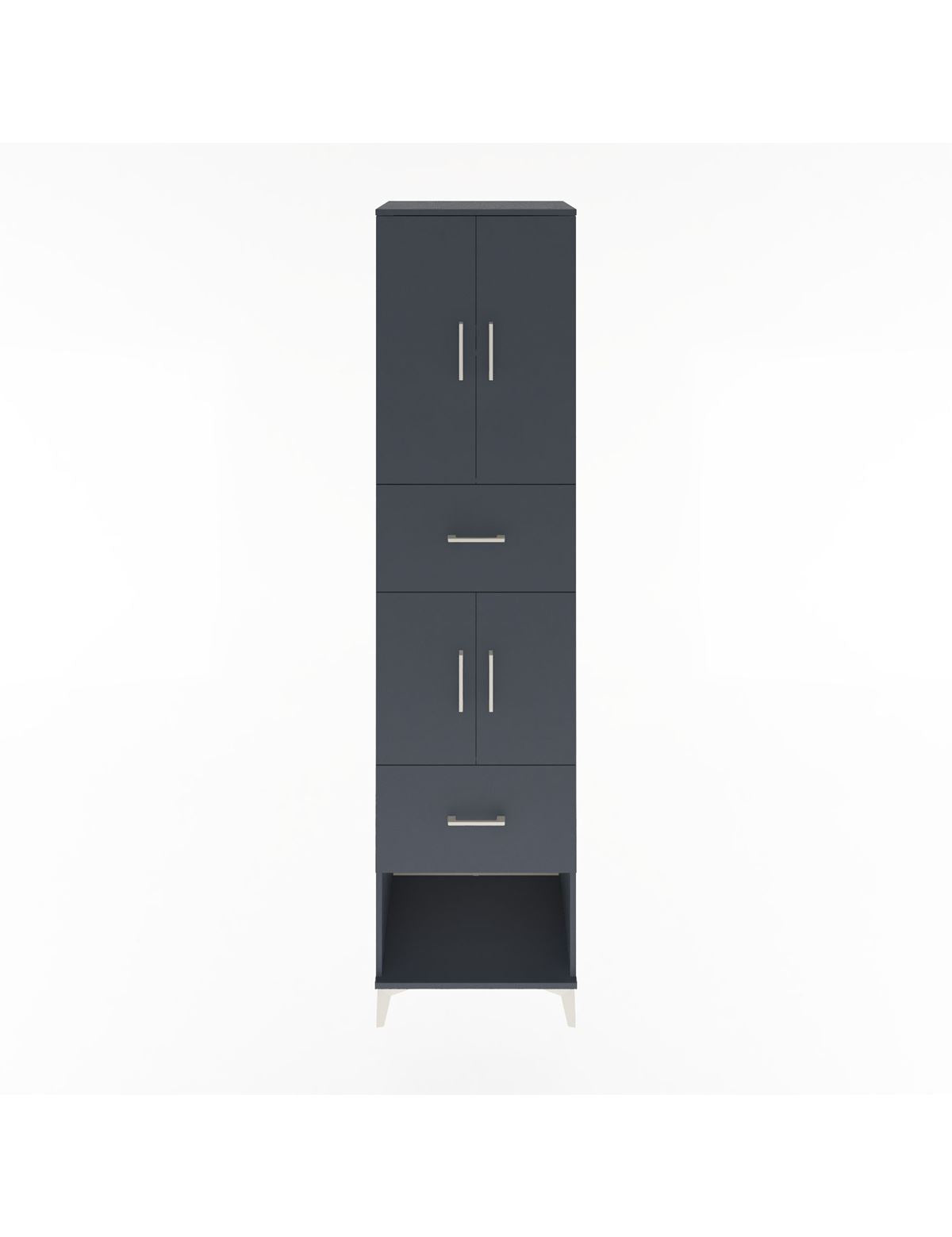 Hyperion Dolap 3 Raflı 2 Çekmeceli 4 Kapaklı 60x44x243 Antrasit-Antrasit