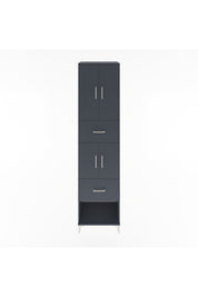 Hyperion Dolap 3 Raflı 2 Çekmeceli 4 Kapaklı 60x44x243 Antrasit-Antrasit