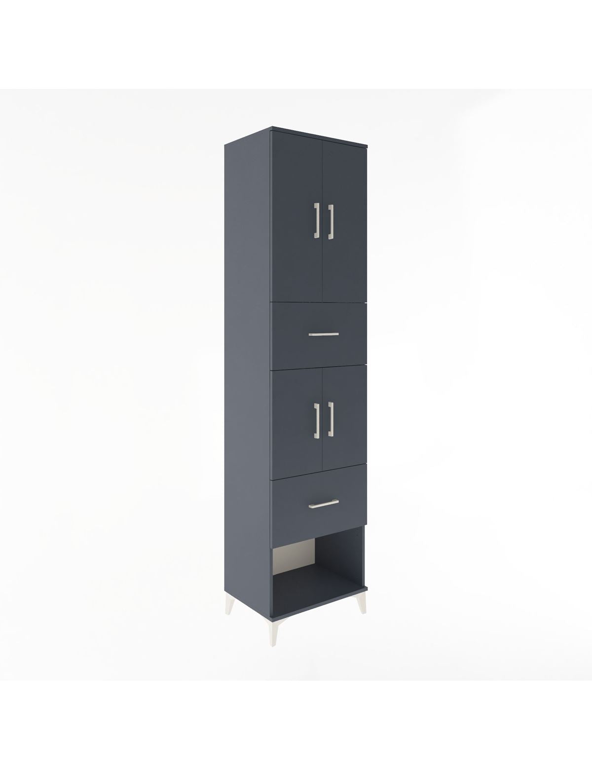 Hyperion Dolap 3 Raflı 2 Çekmeceli 4 Kapaklı 60x44x243 Antrasit-Antrasit