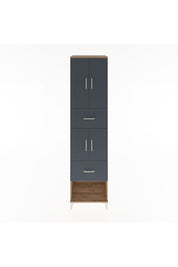 Hyperion Dolap 3 Raflı 2 Çekmeceli 4 Kapaklı 60x44x243 Çam-Antrasit