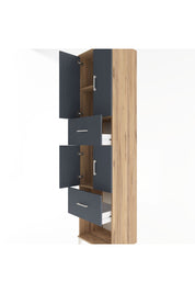 Hyperion Dolap 3 Raflı 2 Çekmeceli 4 Kapaklı 60x44x243 Çam-Antrasit