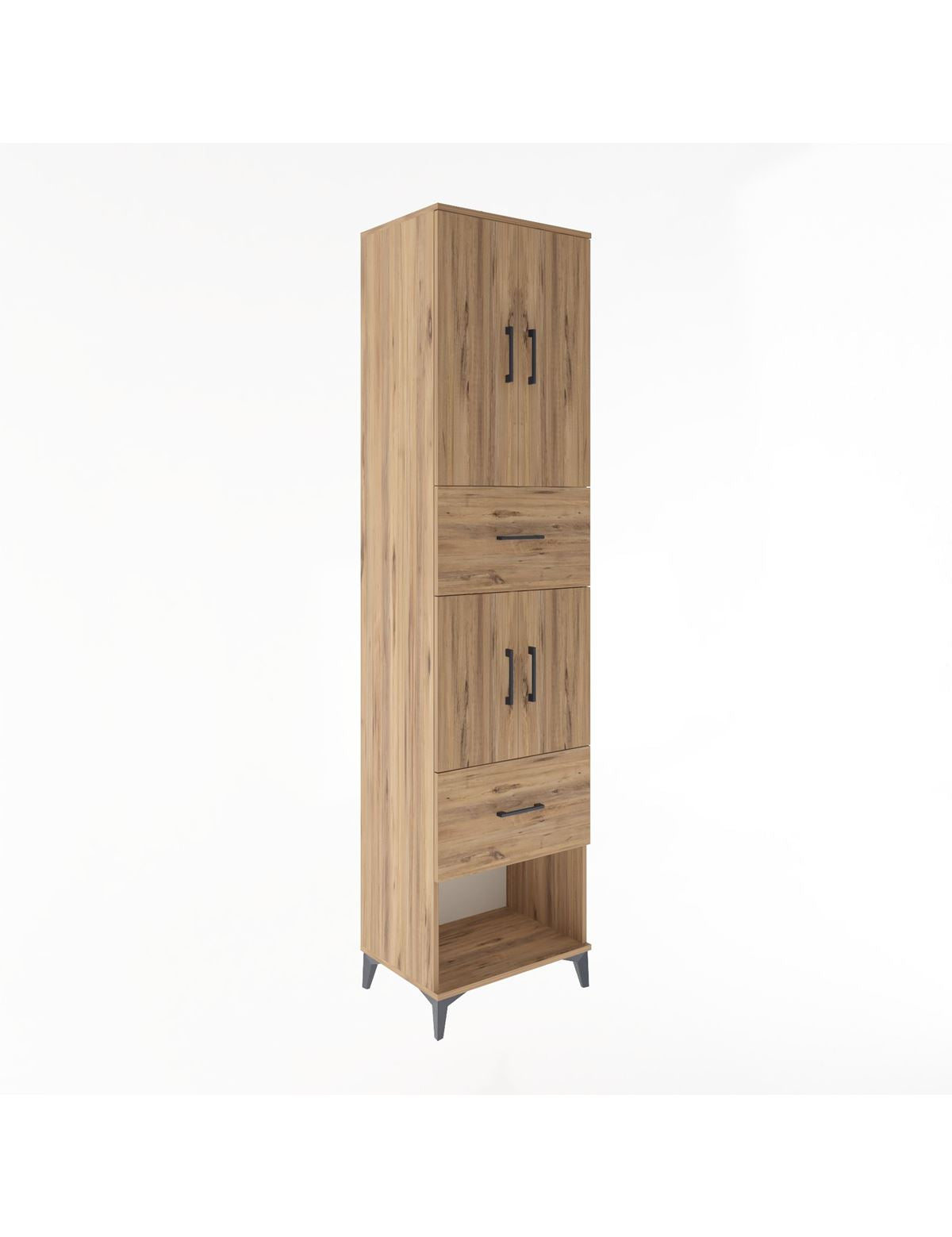 Hyperion Dolap 3 Raflı 2 Çekmeceli 4 Kapaklı 60x44x243 Çam-Çam