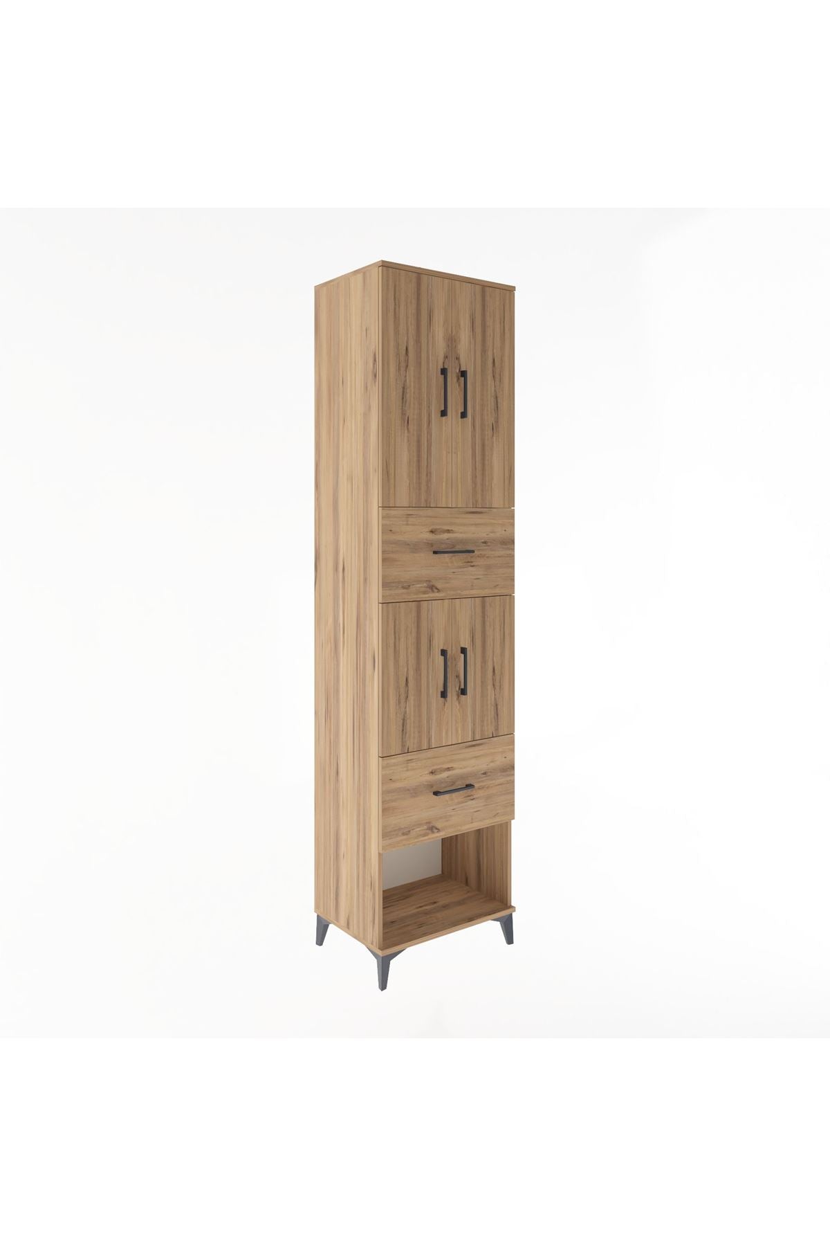 Hyperion Dolap 3 Raflı 2 Çekmeceli 4 Kapaklı 60x44x243 Çam-Çam