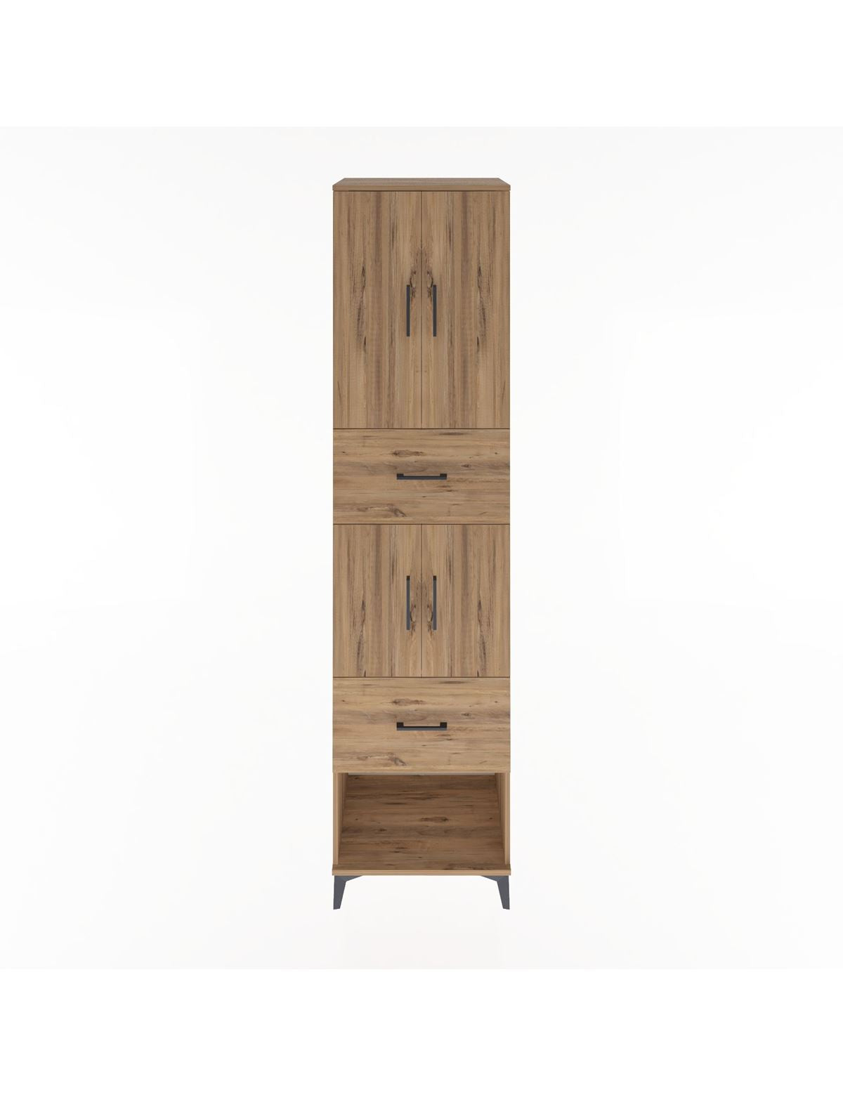 Hyperion Dolap 3 Raflı 2 Çekmeceli 4 Kapaklı 60x44x243 Çam-Çam