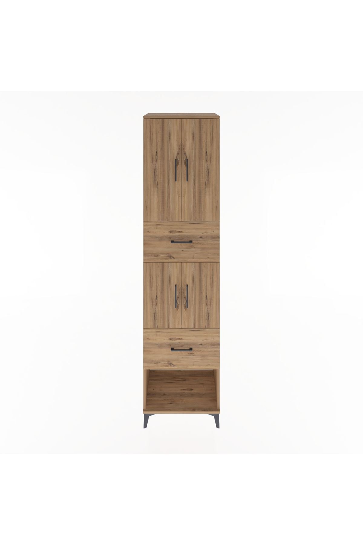 Hyperion Dolap 3 Raflı 2 Çekmeceli 4 Kapaklı 60x44x243 Çam-Çam