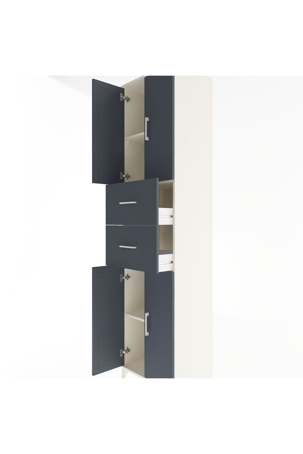 Hyperion Dolap 3 Raflı 2 Çekmeceli 4 Kapaklı 60x44x243 Aytaşı-Antrasit