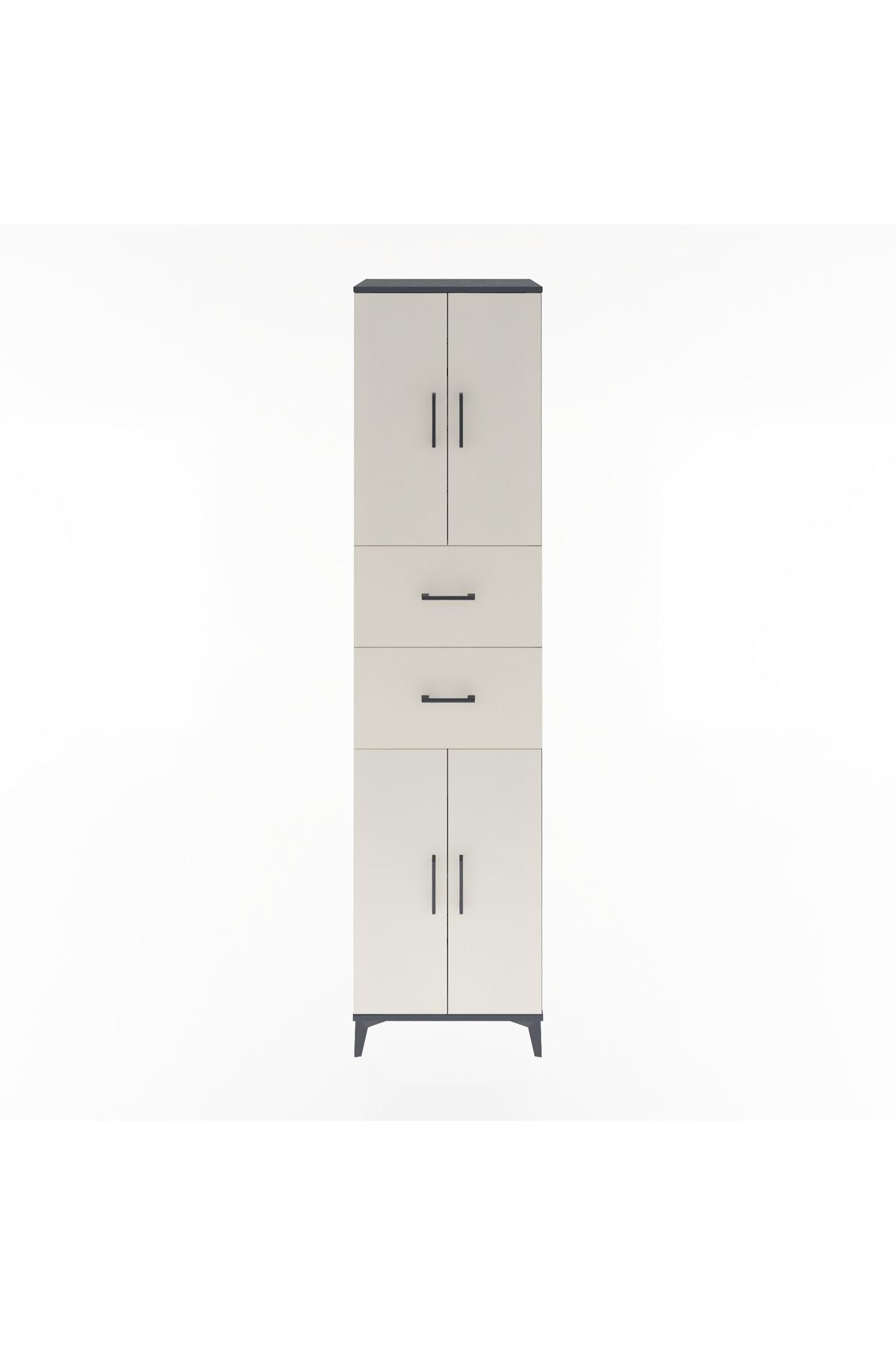 Hyperion Dolap 3 Raflı 2 Çekmeceli 4 Kapaklı 60x44x243 Antrasit-Aytaşı