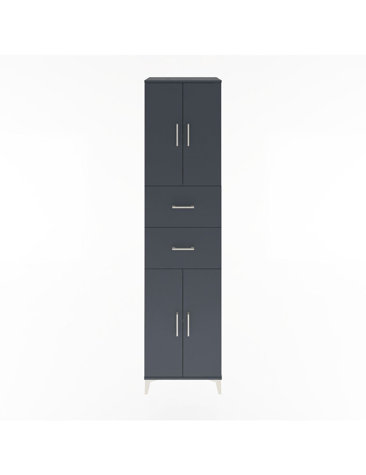 Hyperion Dolap 3 Raflı 2 Çekmeceli 4 Kapaklı 60x44x243 Antrasit-Antrasit