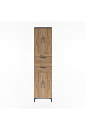 Hyperion Dolap 3 Raflı 2 Çekmeceli 4 Kapaklı 60x44x243 Antrasit-Çam