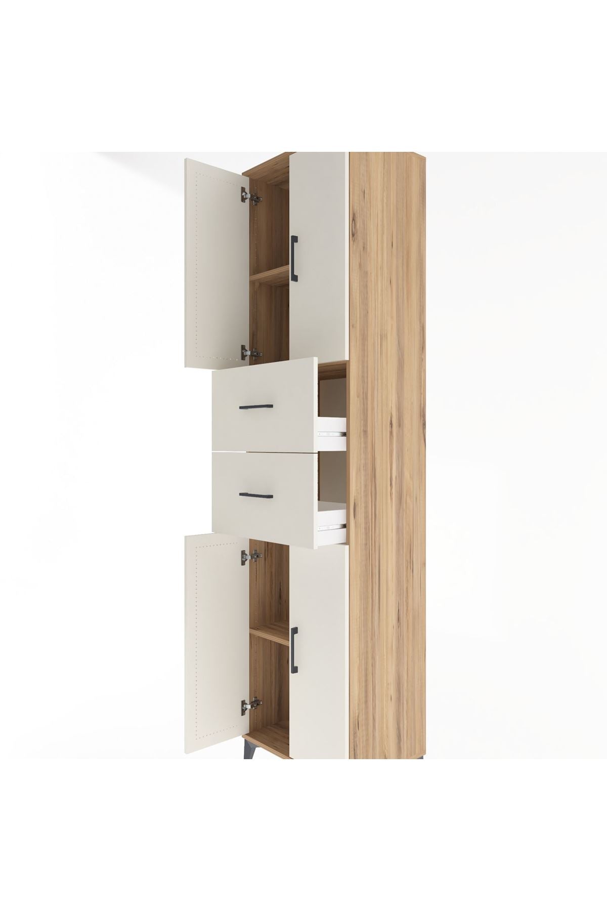 Hyperion Dolap 3 Raflı 2 Çekmeceli 4 Kapaklı 60x44x243 Çam-Aytaşı