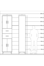 Hyperion Dolap 3 Raflı 2 Çekmeceli 4 Kapaklı 60x44x243 Çam-Aytaşı