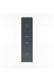 Hyperion Dolap 3 Raflı 2 Çekmeceli 4 Kapaklı 60x44x243 Çam-Antrasit