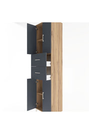 Hyperion Dolap 3 Raflı 2 Çekmeceli 4 Kapaklı 60x44x243 Çam-Antrasit