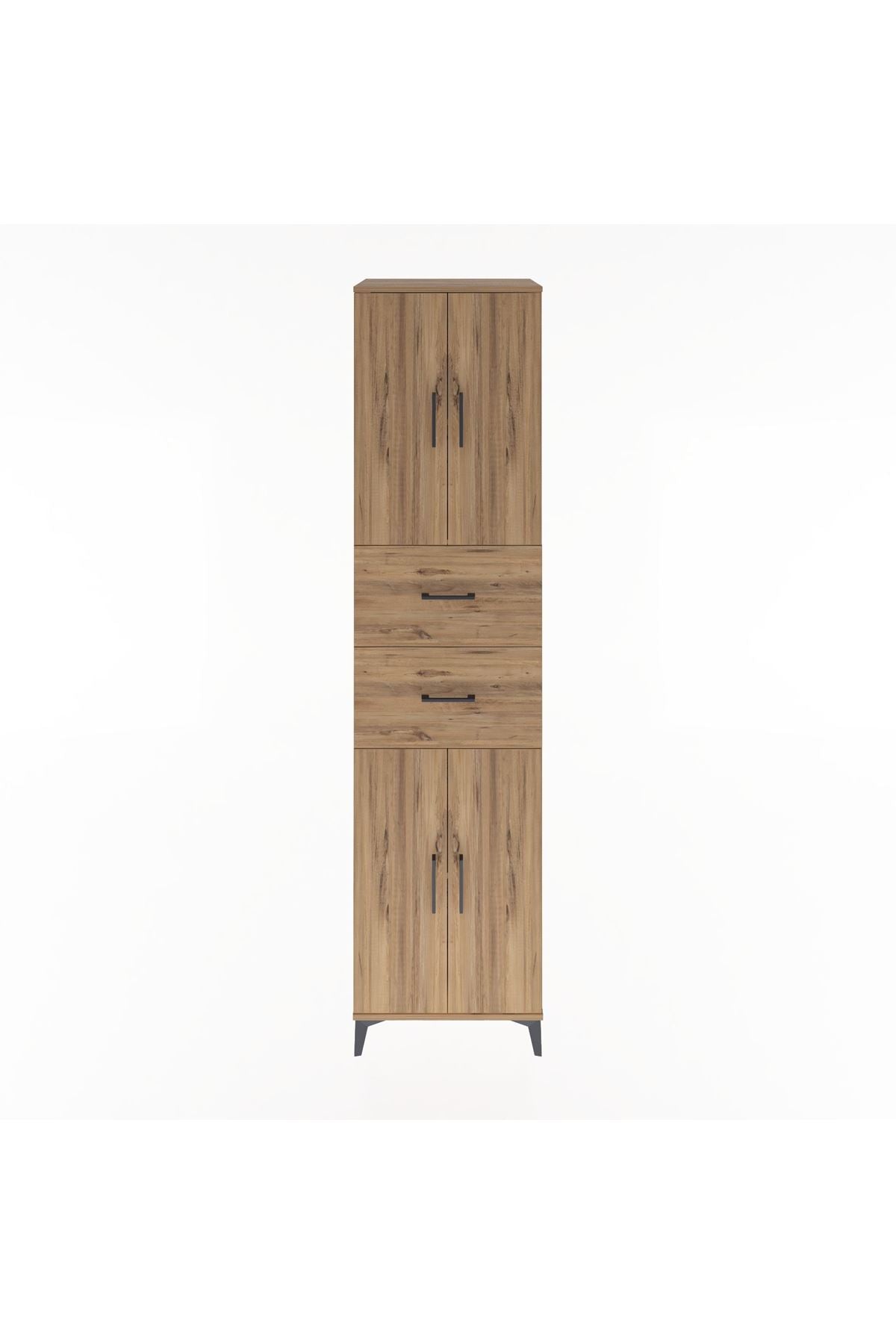 Hyperion Dolap 3 Raflı 2 Çekmeceli 4 Kapaklı 60x44x243 Çam-Çam