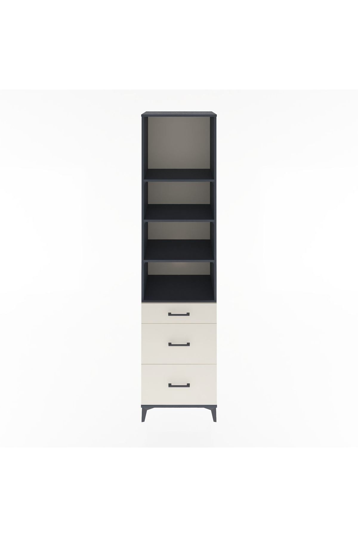 Hyperion Dolap 4 Raflı 3 Çekmeceli 60x44x243 Antrasit-Aytaşı