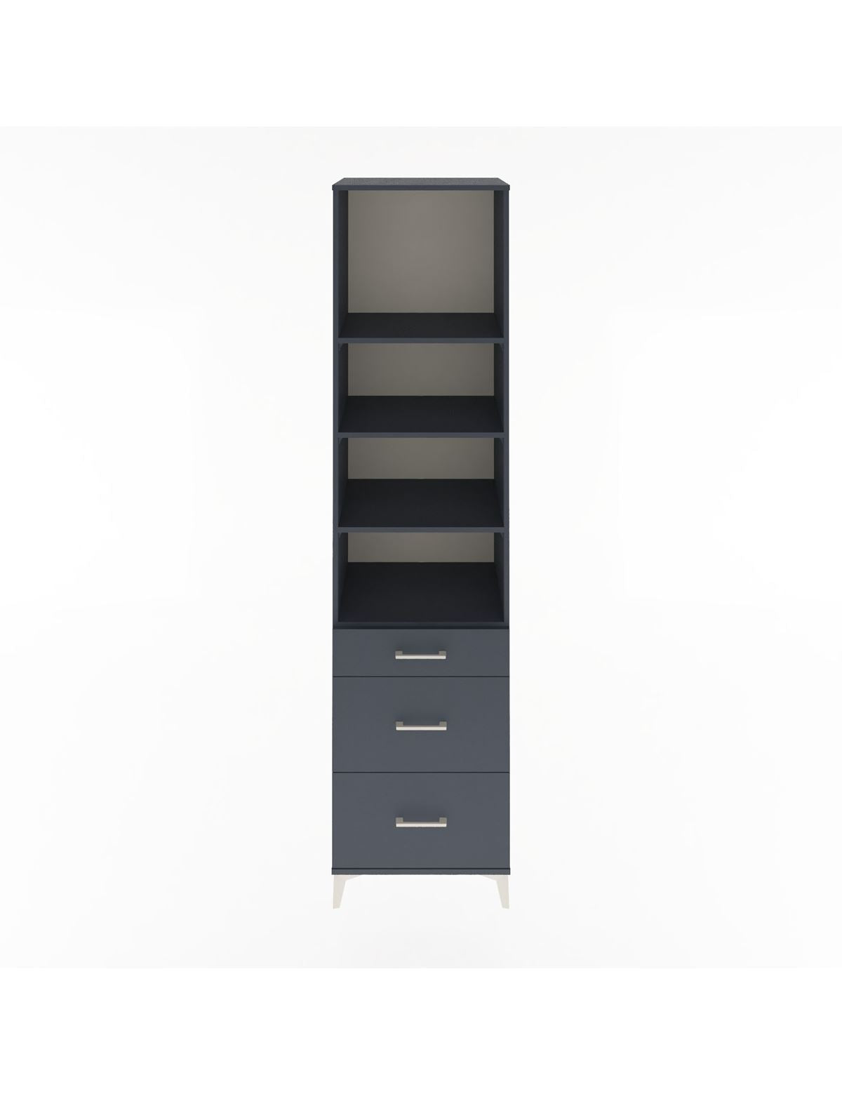 Hyperion Dolap 4 Raflı 3 Çekmeceli 60x44x243 Antrasit-Antrasit