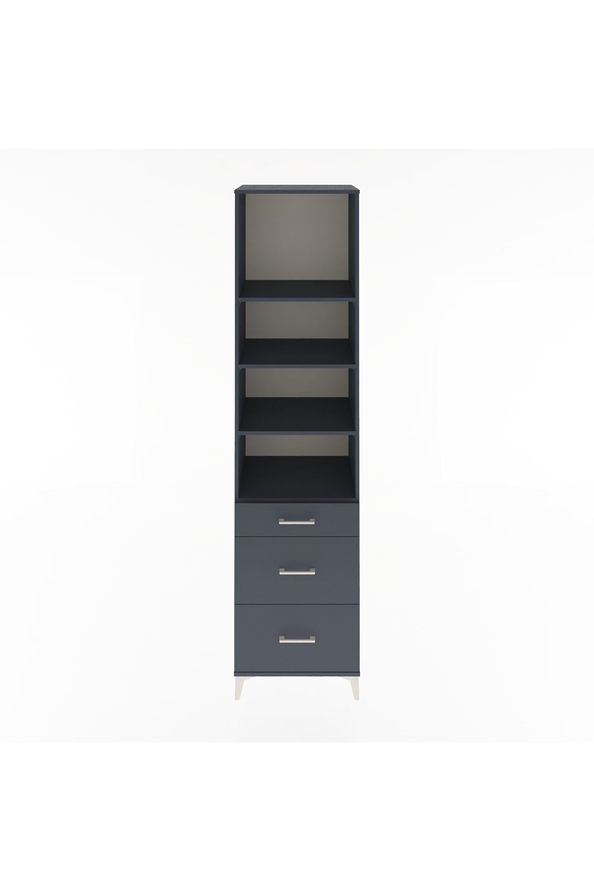 Hyperion Dolap 4 Raflı 3 Çekmeceli 60x44x243 Antrasit-Antrasit