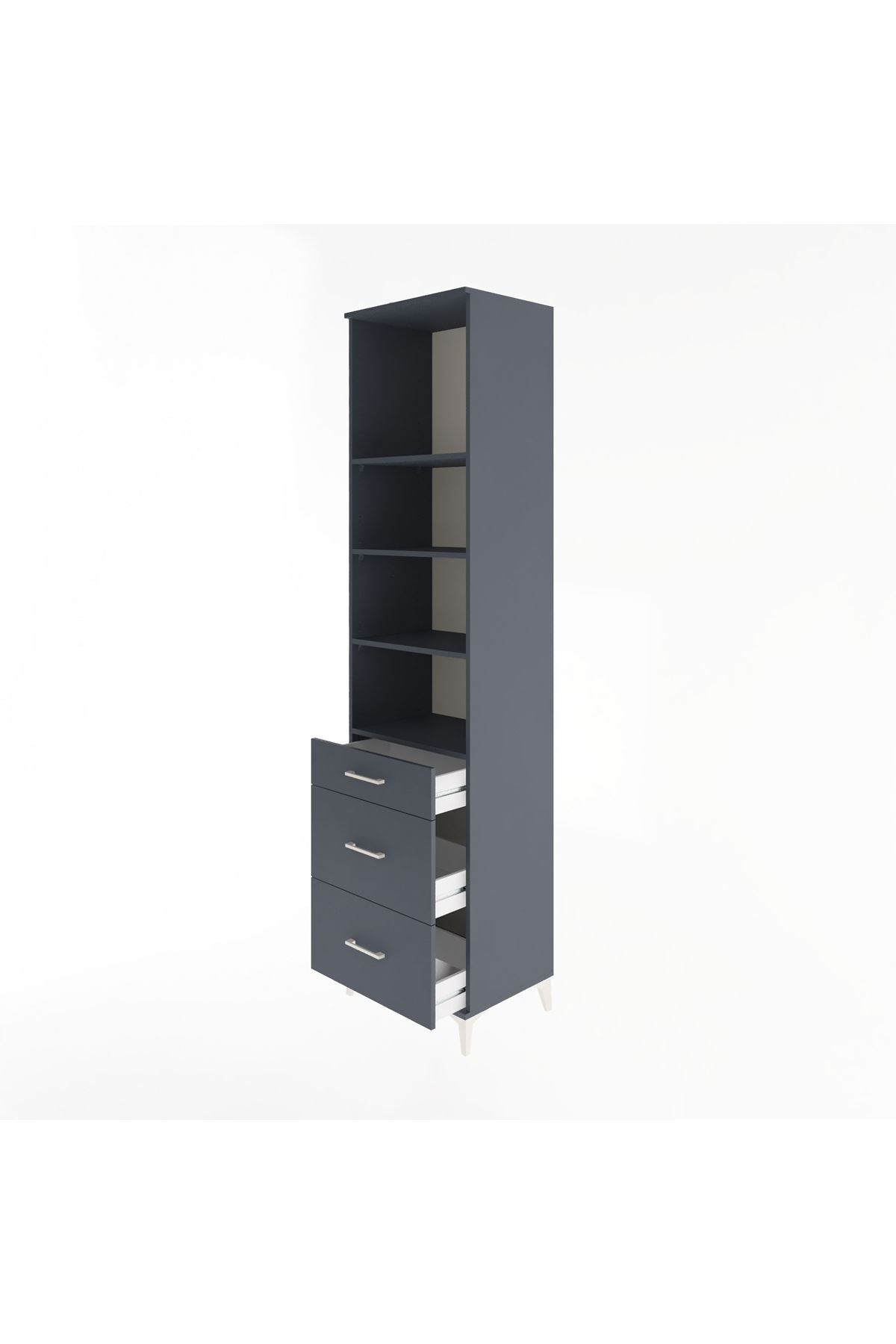 Hyperion Dolap 4 Raflı 3 Çekmeceli 60x44x243 Antrasit-Antrasit